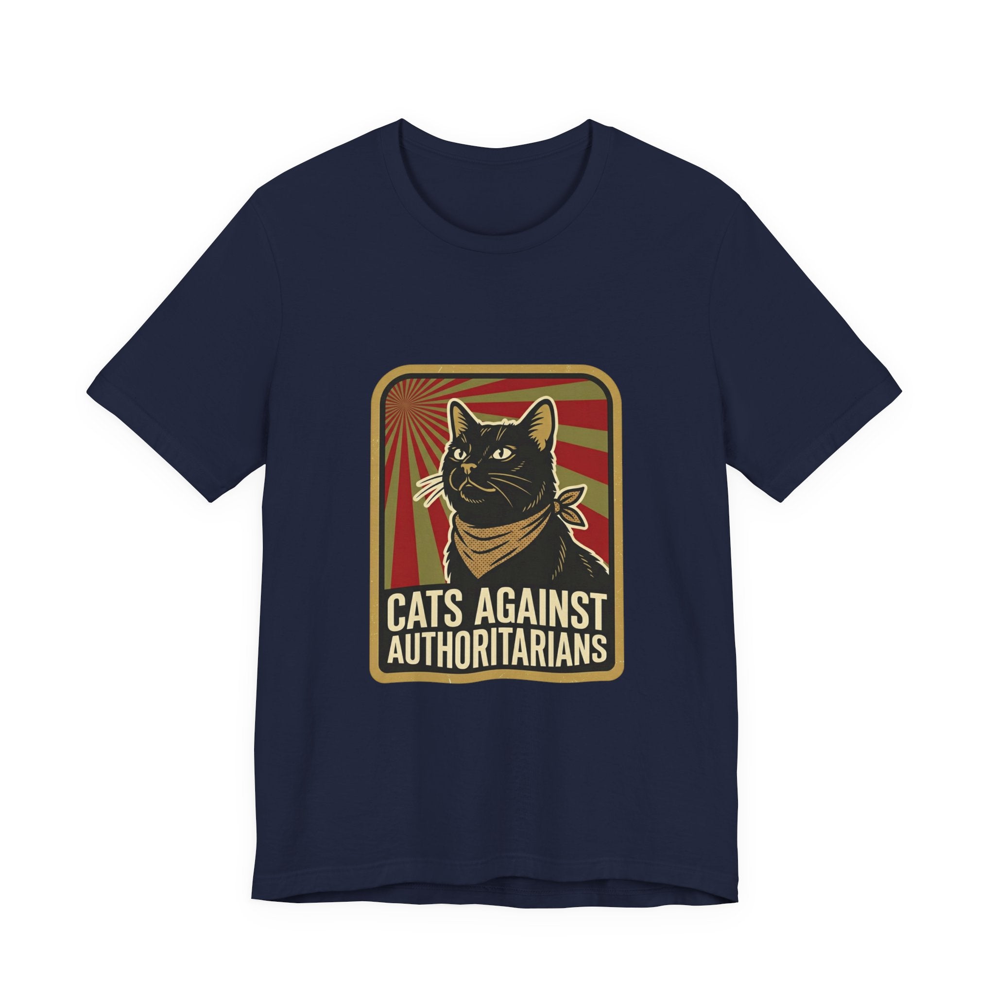 Cats Against Authoritarians T‑Shirt | Progressive Political Statement, Retro Protest Art