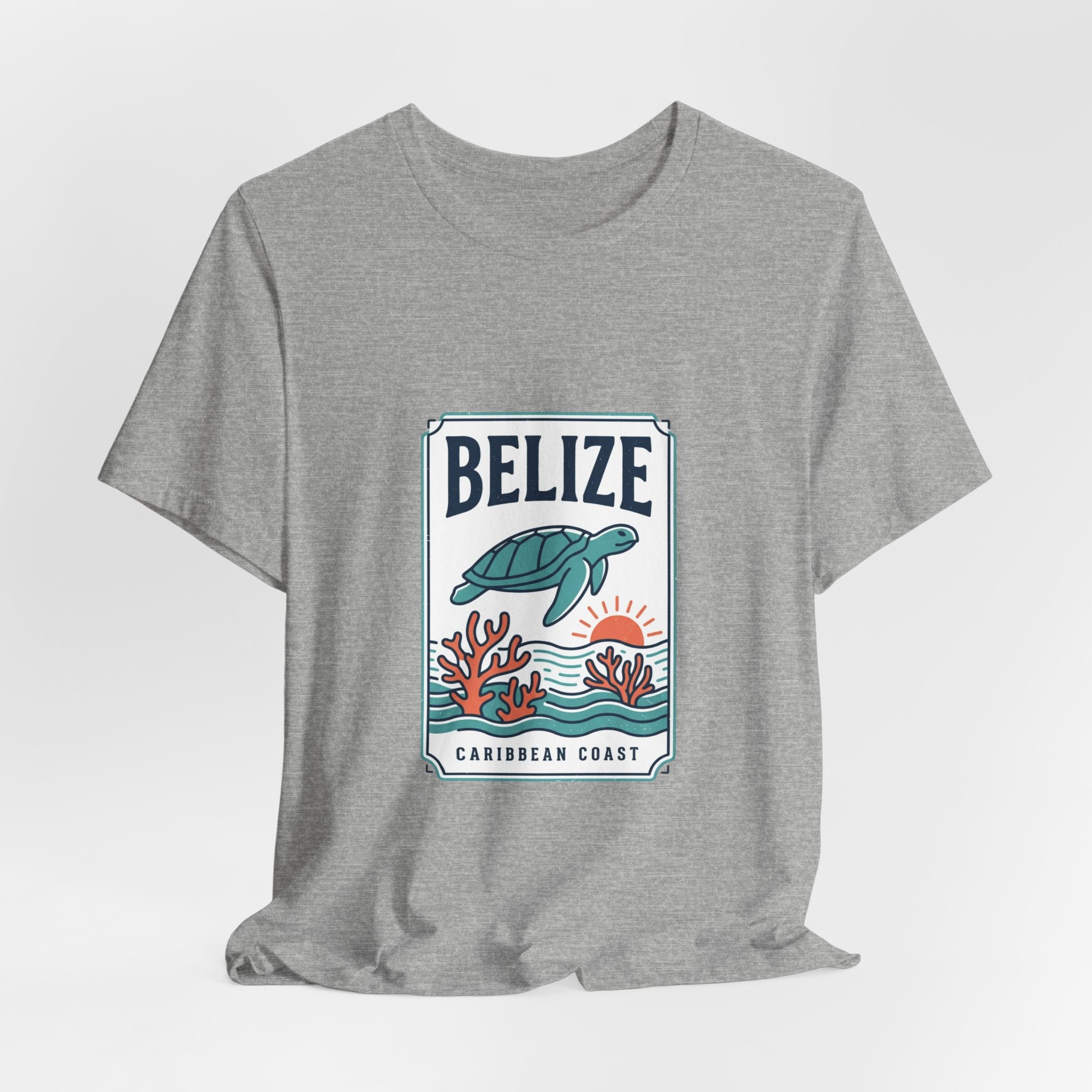 Belize Caribbean Coast T-Shirt | Turtle Coral Vintage Travel Poster