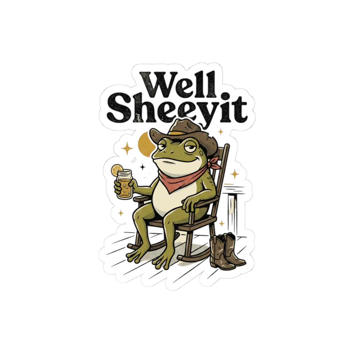 Well Sheeyit Frog Sticker | Vintage Southern, Western Retro Distressed