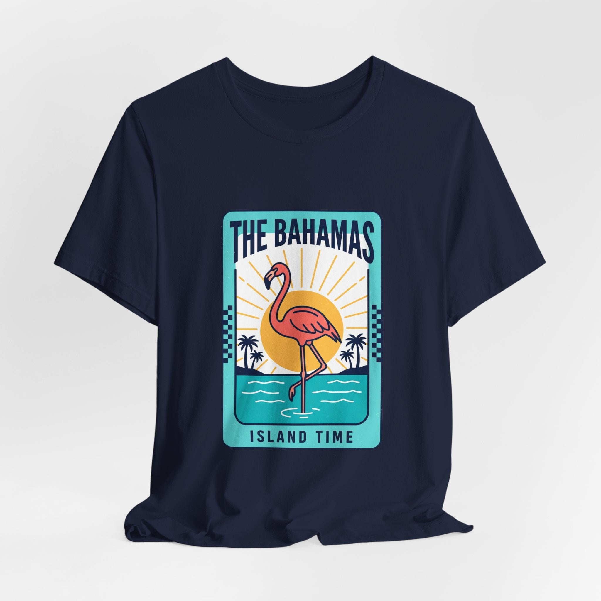 Bahamas Flamingo Island Time Tee | Caribbean Heritage, Retro Souvenir