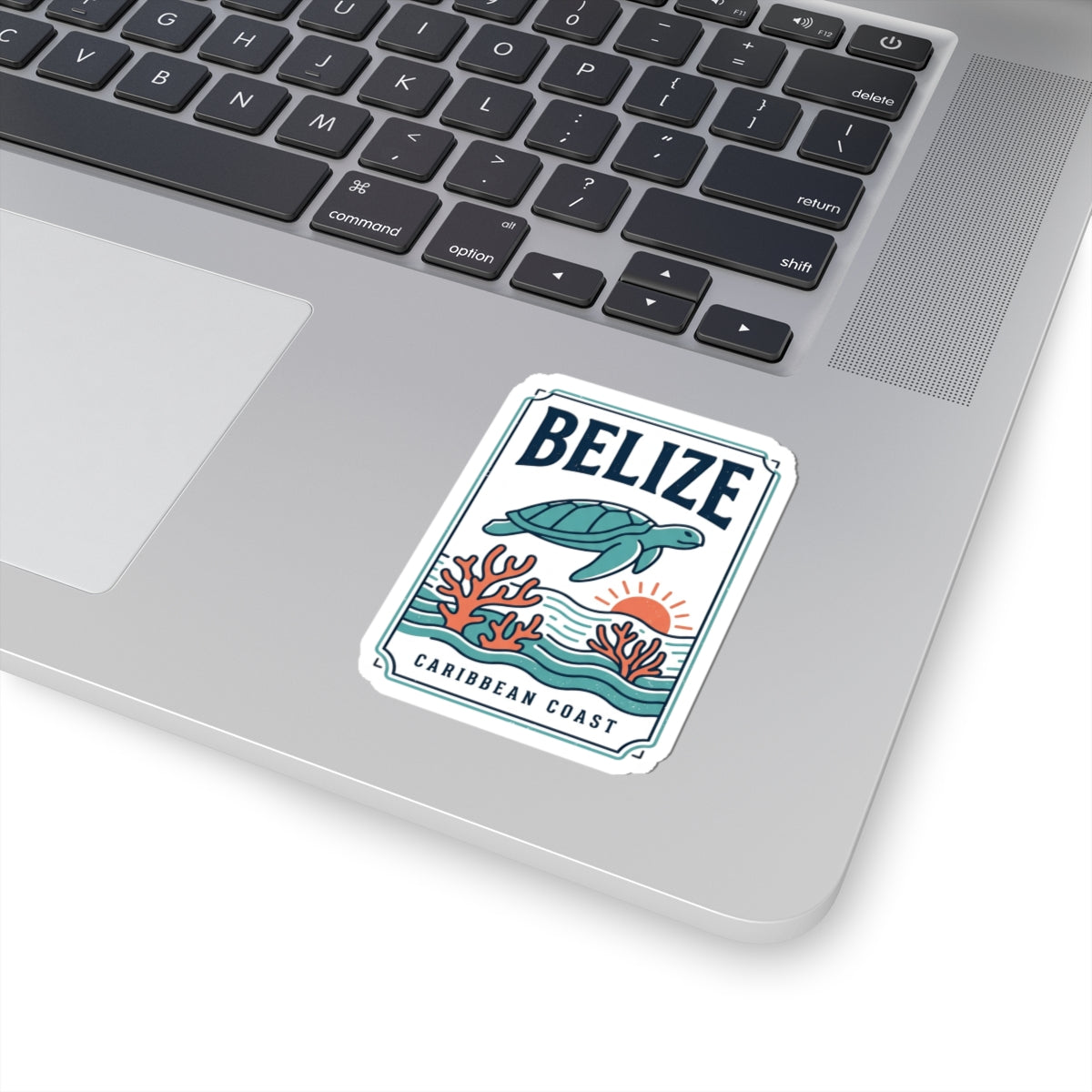 Belize Caribbean Coast Sticker | Turtle, Coral, Sunset Islands