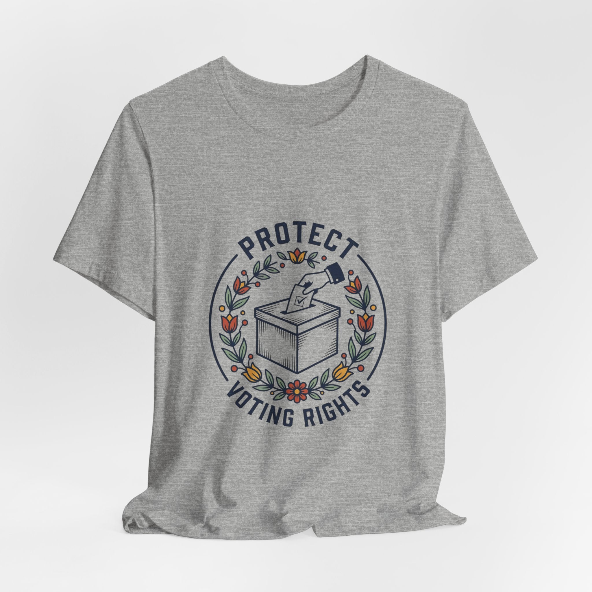 Protect Voting Rights T‑Shirt | Progressive Political Statement, Retro Floral Vote Design