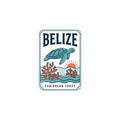 Belize Caribbean Coast Sticker | Turtle, Coral, Sunset Islands