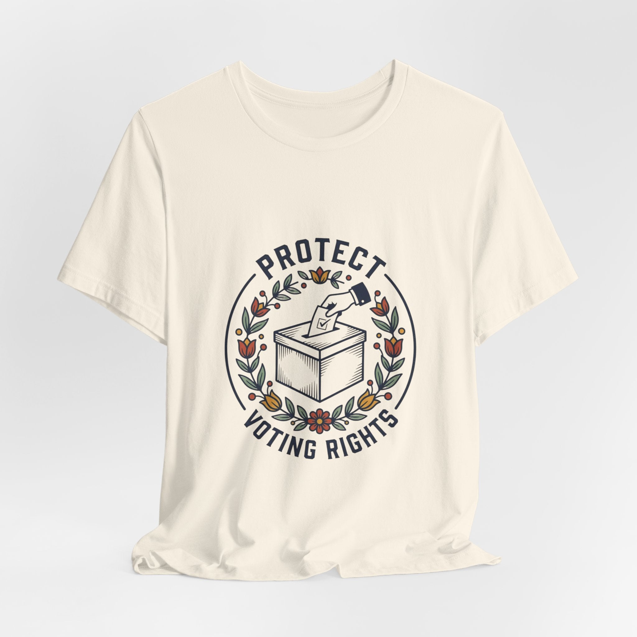 Protect Voting Rights T‑Shirt | Progressive Political Statement, Retro Floral Vote Design