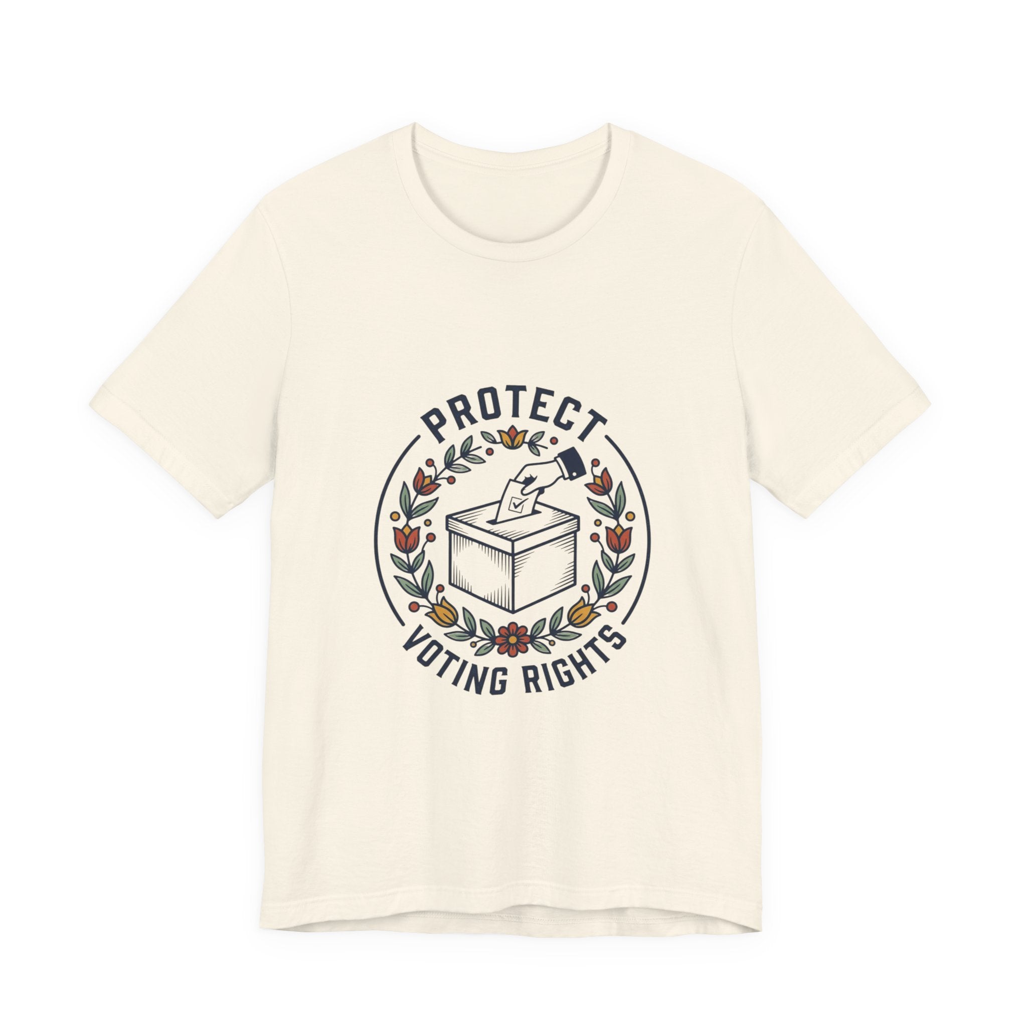 Protect Voting Rights T‑Shirt | Progressive Political Statement, Retro Floral Vote Design