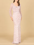 Long Sleeve Lace Fitted Gown