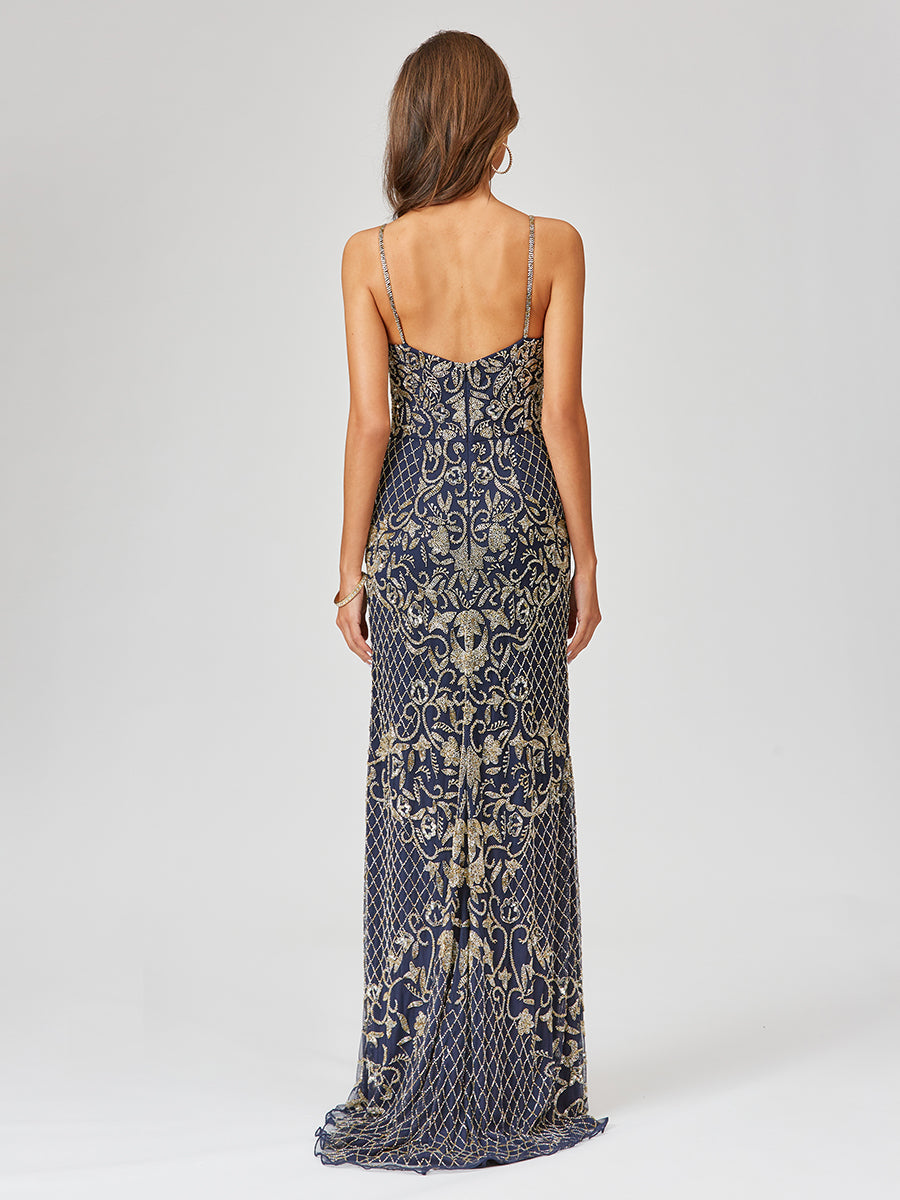 Beaded Tank Dress with Slit  - OUTLET
