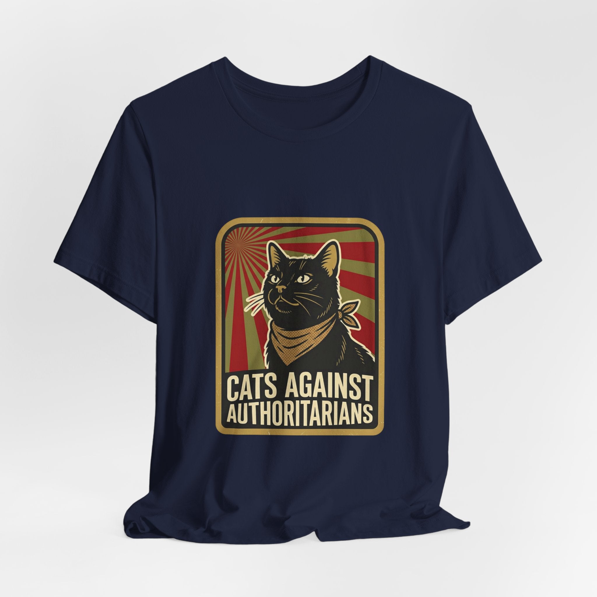Cats Against Authoritarians T‑Shirt | Progressive Political Statement, Retro Protest Art