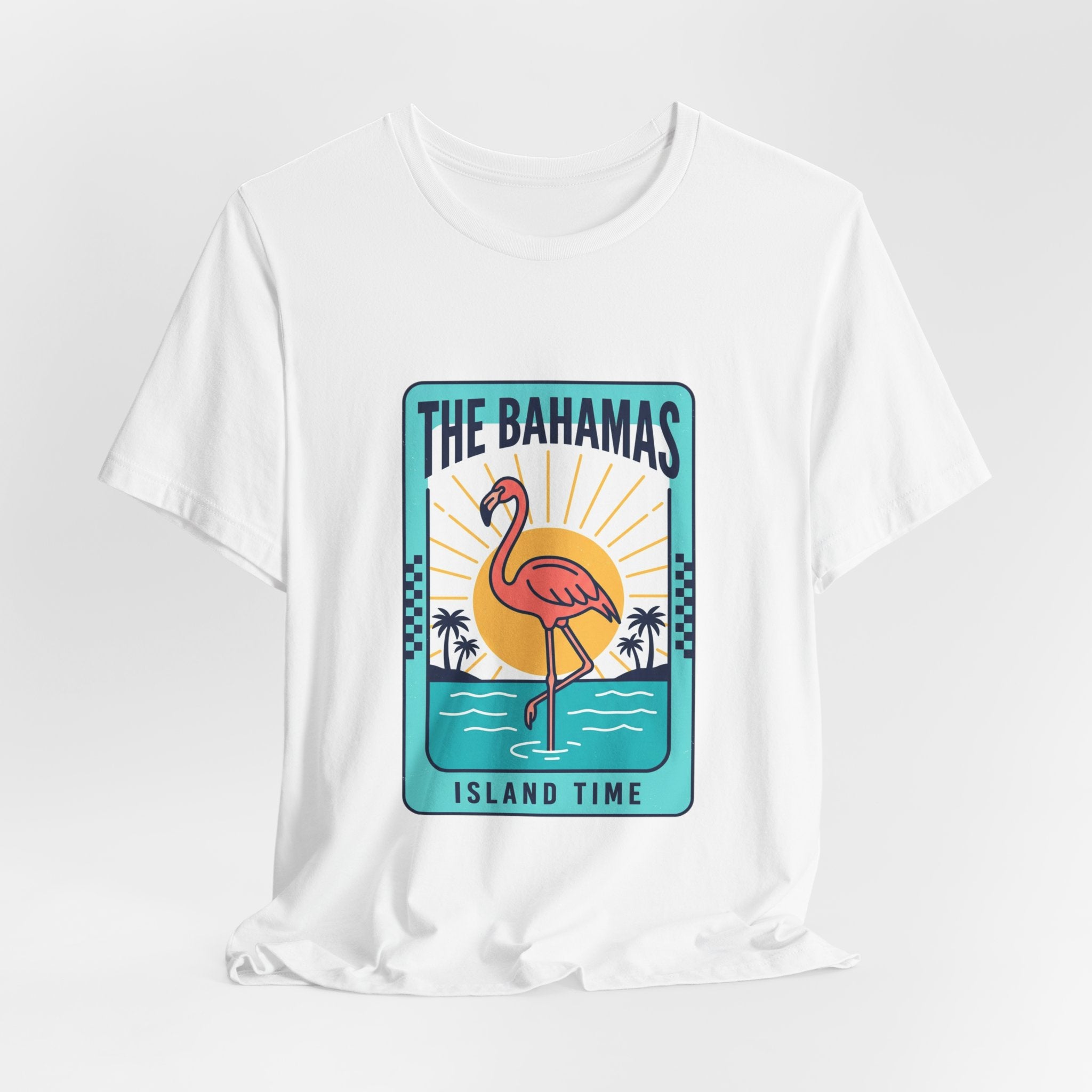Bahamas Flamingo Island Time Tee | Caribbean Heritage, Retro Souvenir