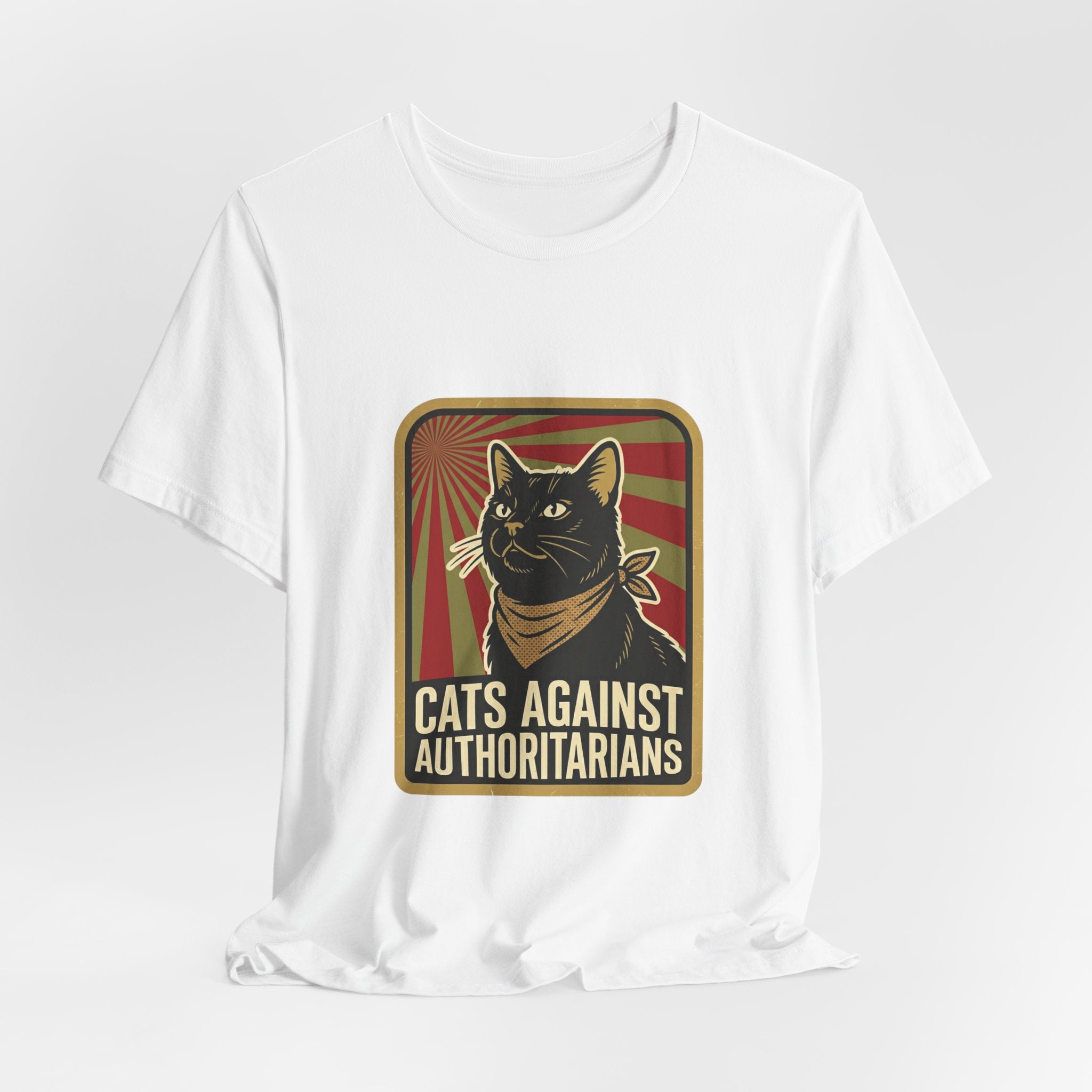 Cats Against Authoritarians T‑Shirt | Progressive Political Statement, Retro Protest Art