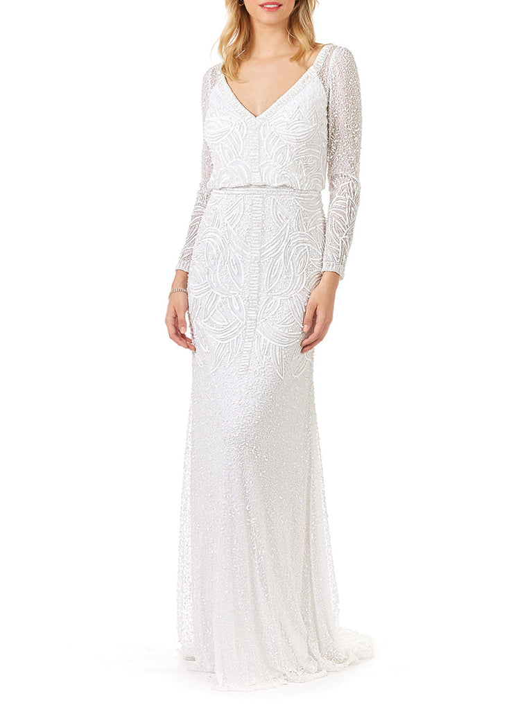 Lara Grant Long Sleeve Beaded Wedding Dress