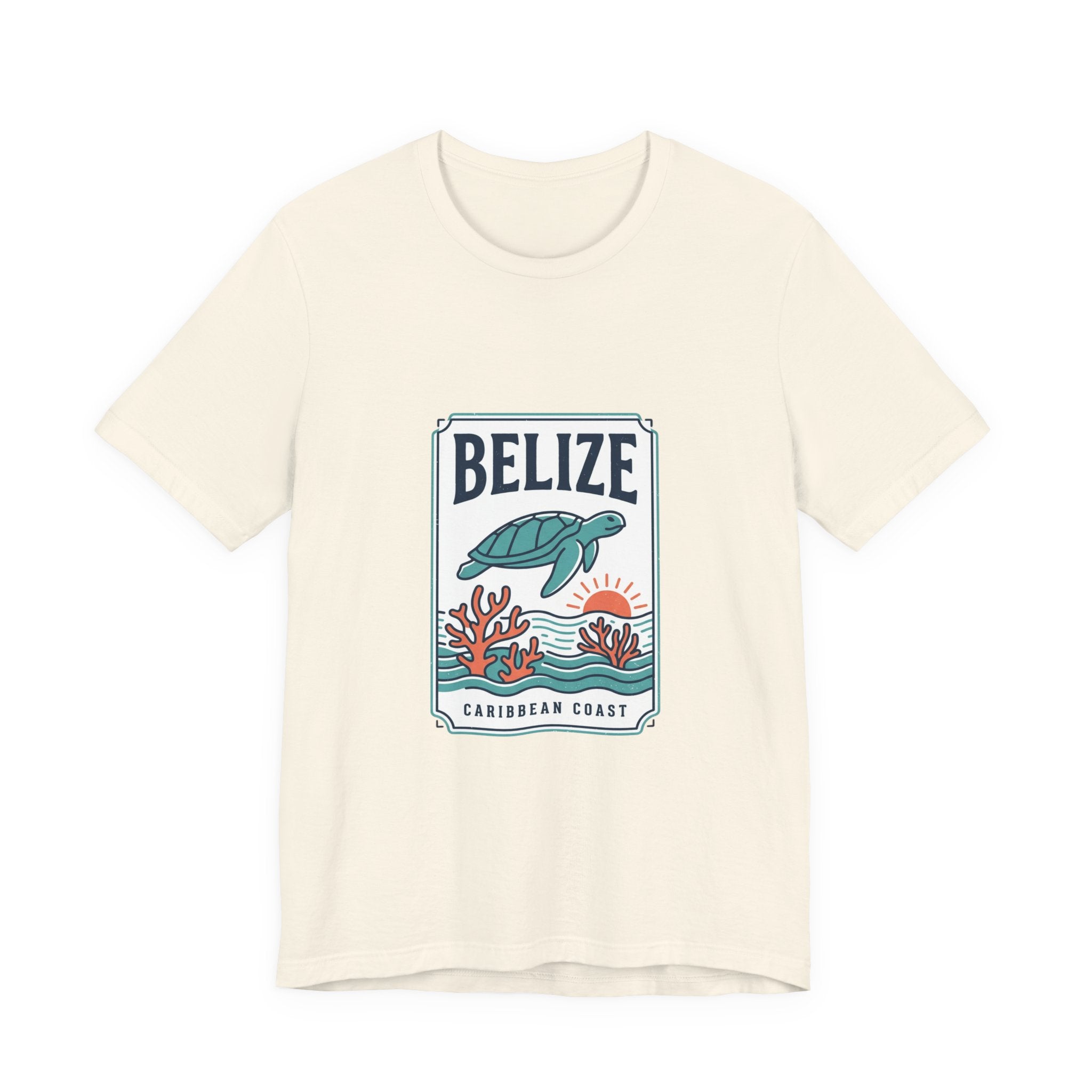 Belize Caribbean Coast T-Shirt | Turtle Coral Vintage Travel Poster