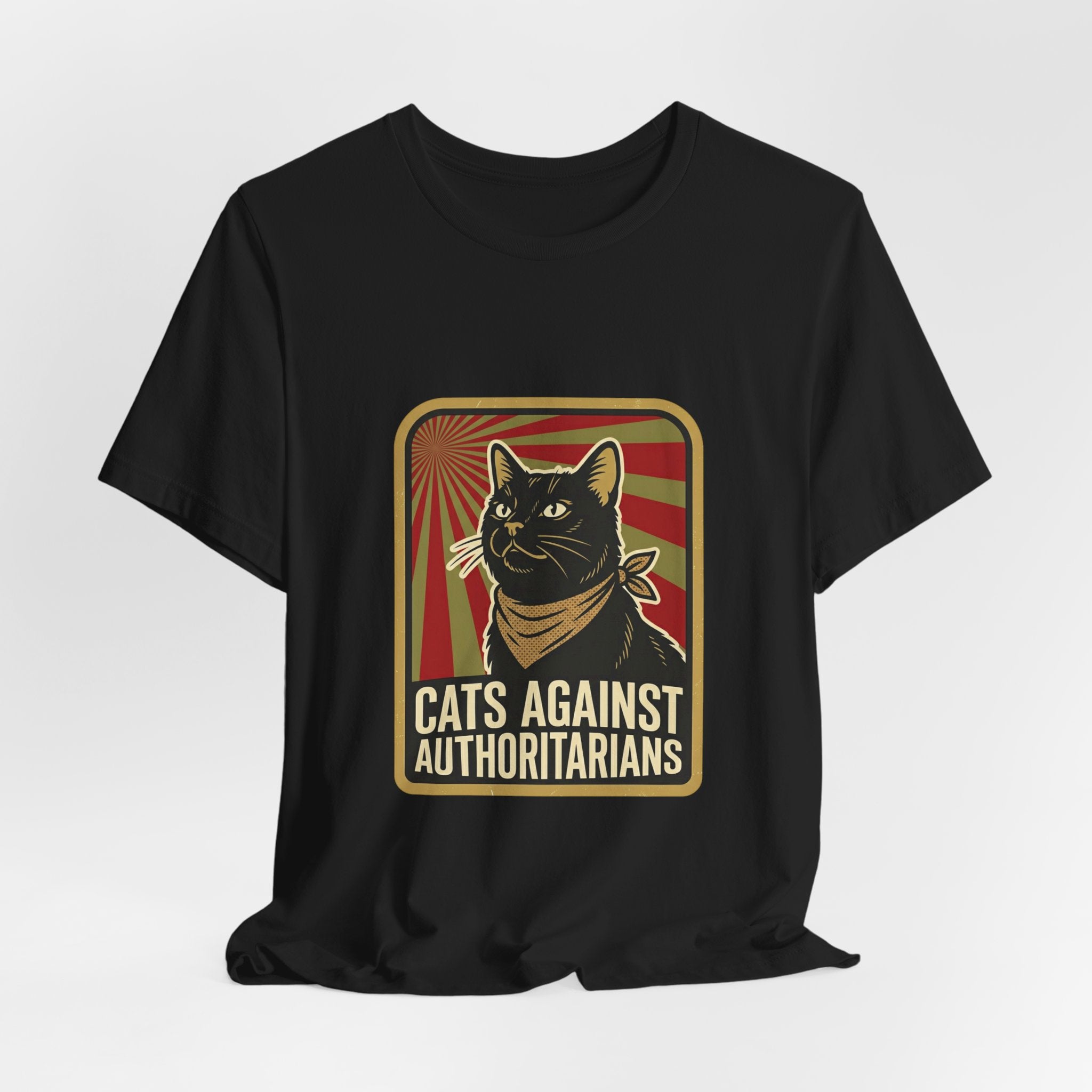 Cats Against Authoritarians T‑Shirt | Progressive Political Statement, Retro Protest Art