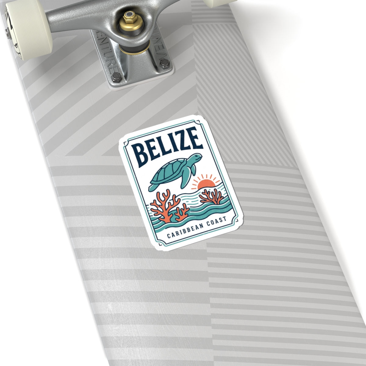 Belize Caribbean Coast Sticker | Turtle, Coral, Sunset Islands
