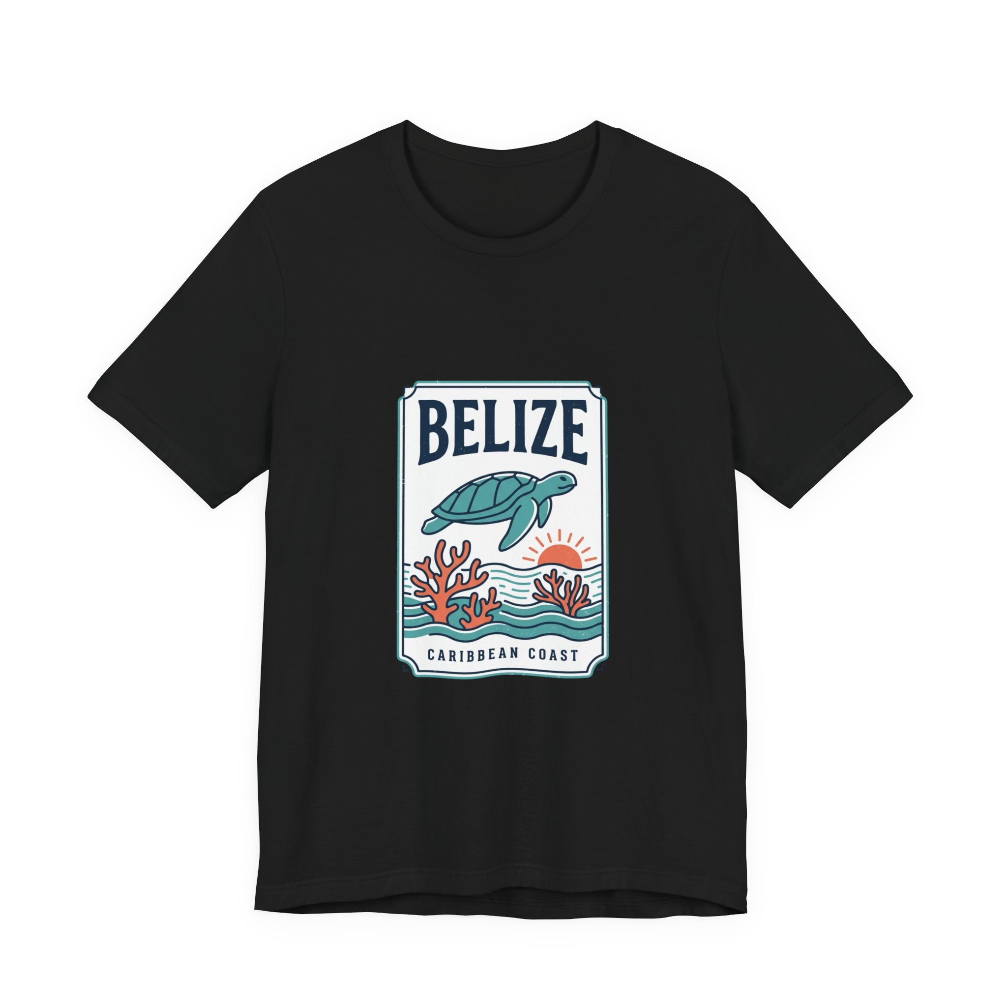 Belize Caribbean Coast T-Shirt | Turtle Coral Vintage Travel Poster