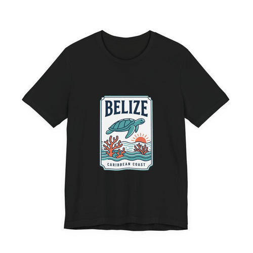 Belize Caribbean Coast T-Shirt | Turtle Coral Vintage Travel Poster