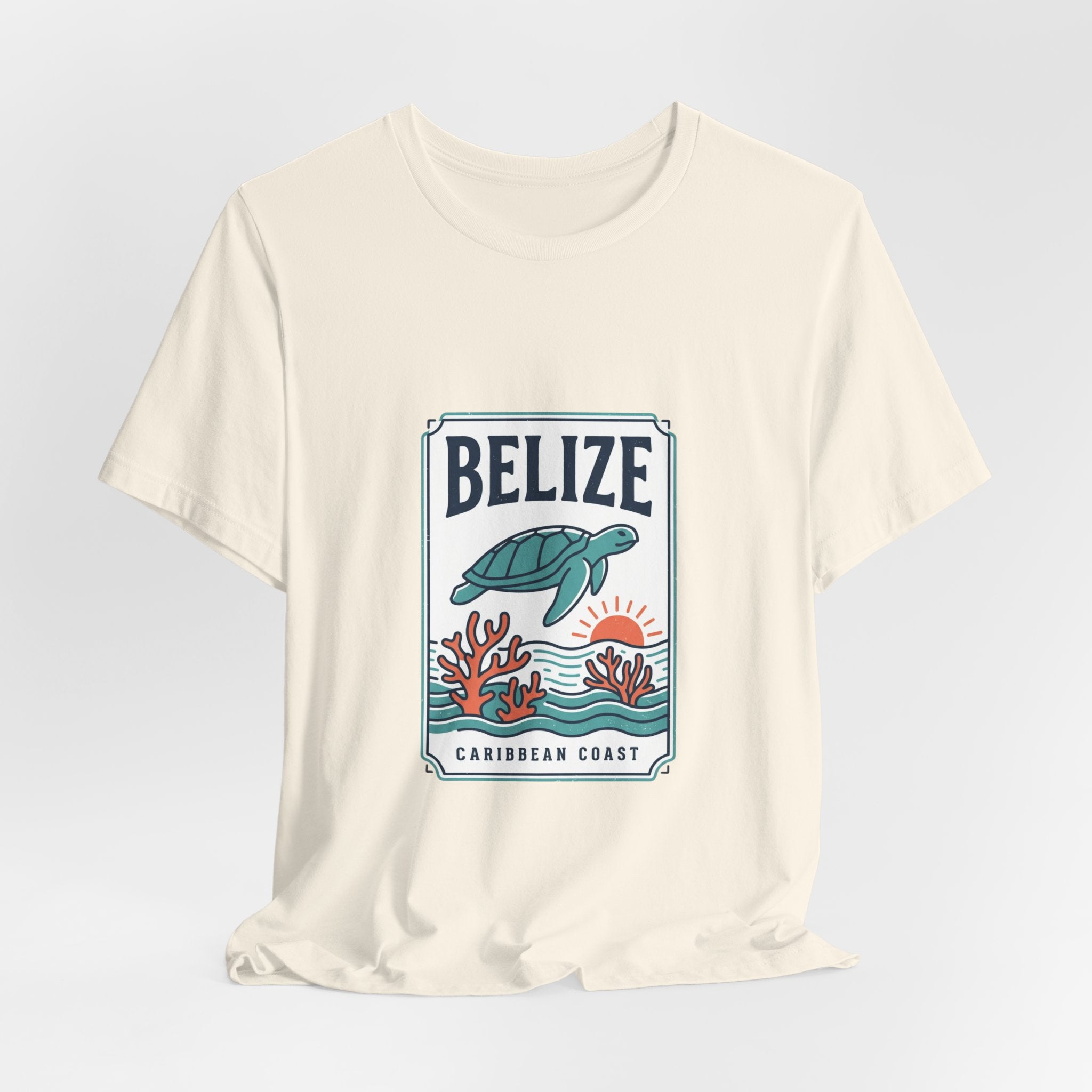 Belize Caribbean Coast T-Shirt | Turtle Coral Vintage Travel Poster