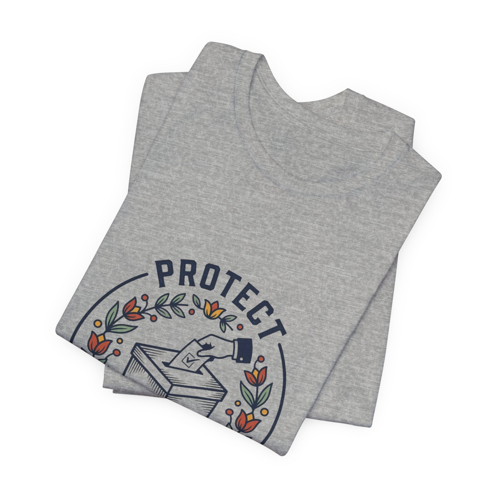 Protect Voting Rights T‑Shirt | Progressive Political Statement, Retro Floral Vote Design