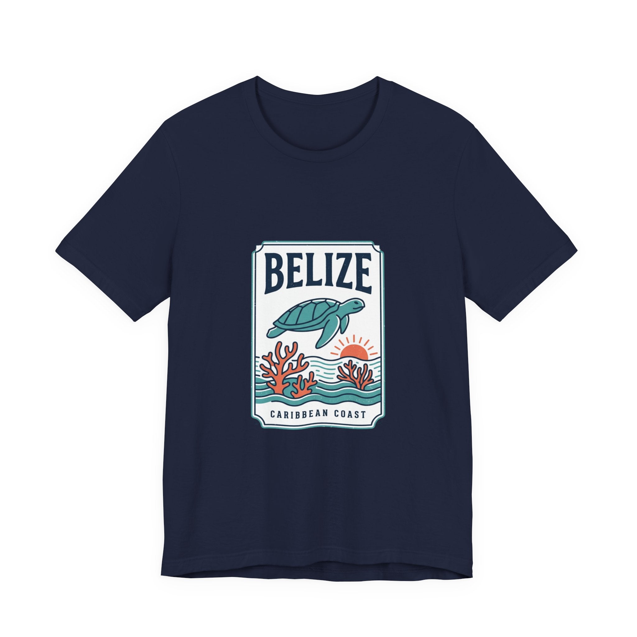 Belize Caribbean Coast T-Shirt | Turtle Coral Vintage Travel Poster