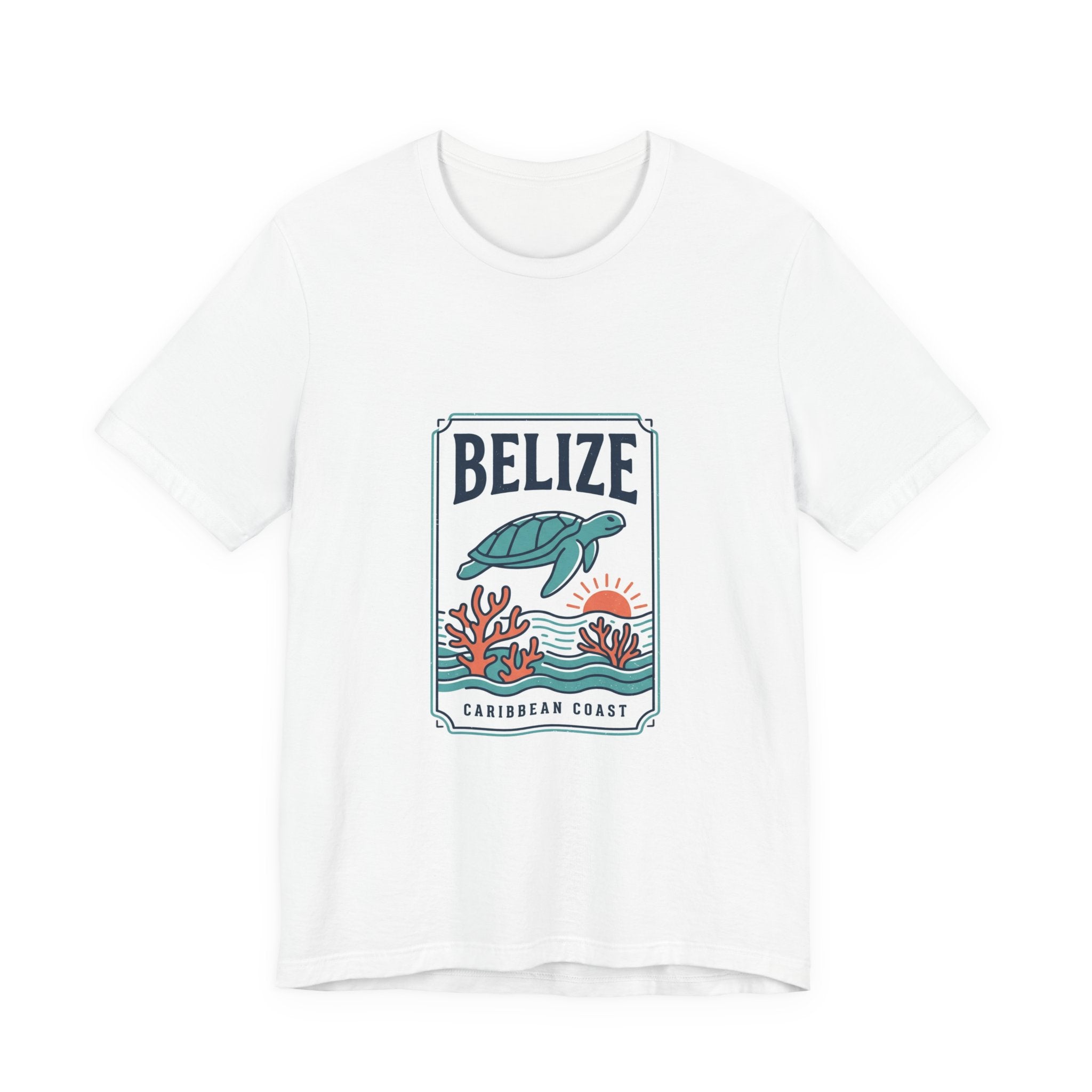 Belize Caribbean Coast T-Shirt | Turtle Coral Vintage Travel Poster