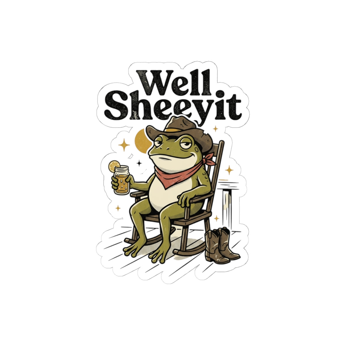 Well Sheeyit Frog Sticker | Vintage Southern, Western Retro Distressed